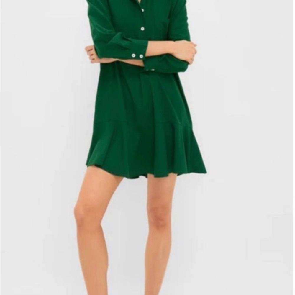 Tuckernuck Callahan Crepe Hunter Green Shirt Dress size XXS - Picture 9 of 11